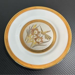 Keito Japan Gold Rim Plate Hummingbird Floral 7.5” Decorative Collector Japan